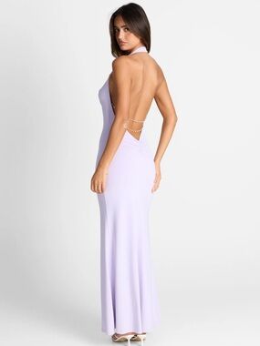 Sasha Therese Harper Lilac Open Back Pearl Chain Formal Dress NWT XS*Marks/Read*